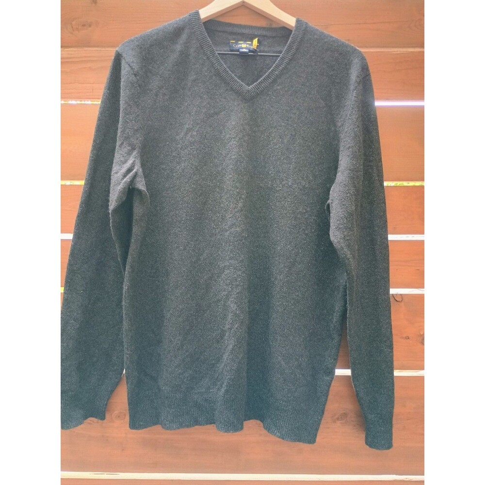 Club Room 100% Cashmere Gray Crew Neck Pullover Sweater Men's M Long Sleeve